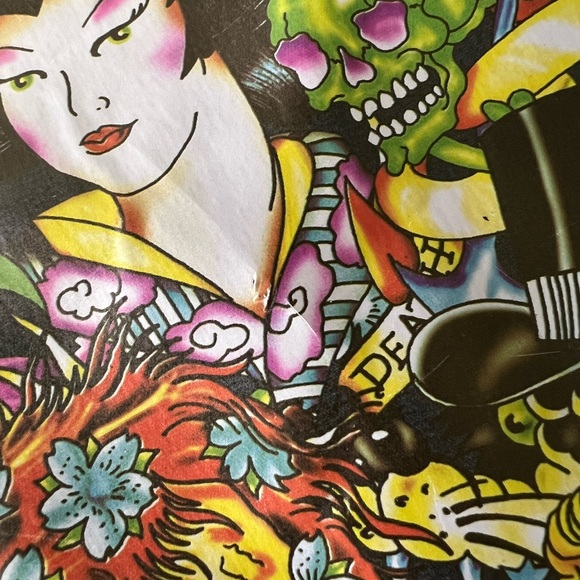 Ed Hardy by Christian Audigier Geisha True to My Love Skulls Tattoo Large Bag - Picture 14 of 16